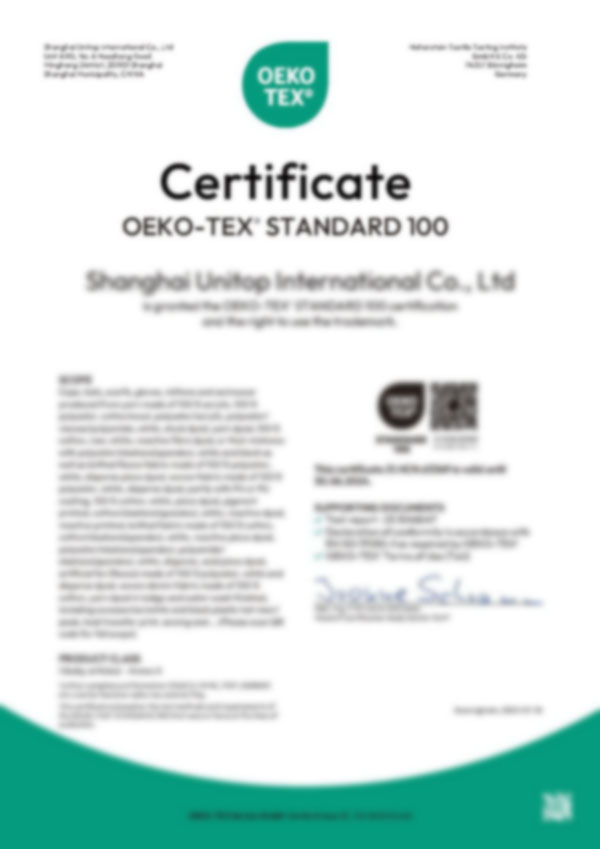 Joysport has OEKO-TEX STANDARD 100 Certificate.