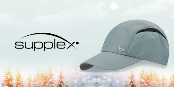 A Grey Supplex hat with adjustable strap and sun protection
