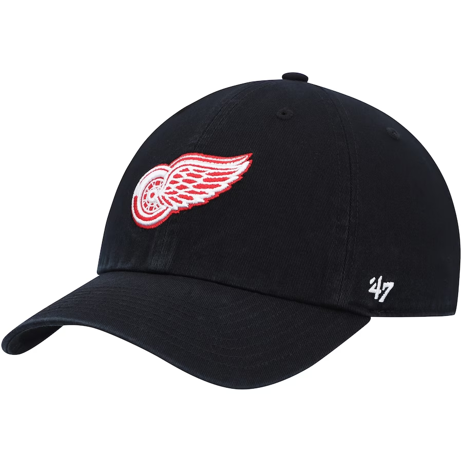 Detroit Red Wings '47 Black Clean Up Adjustable Hat