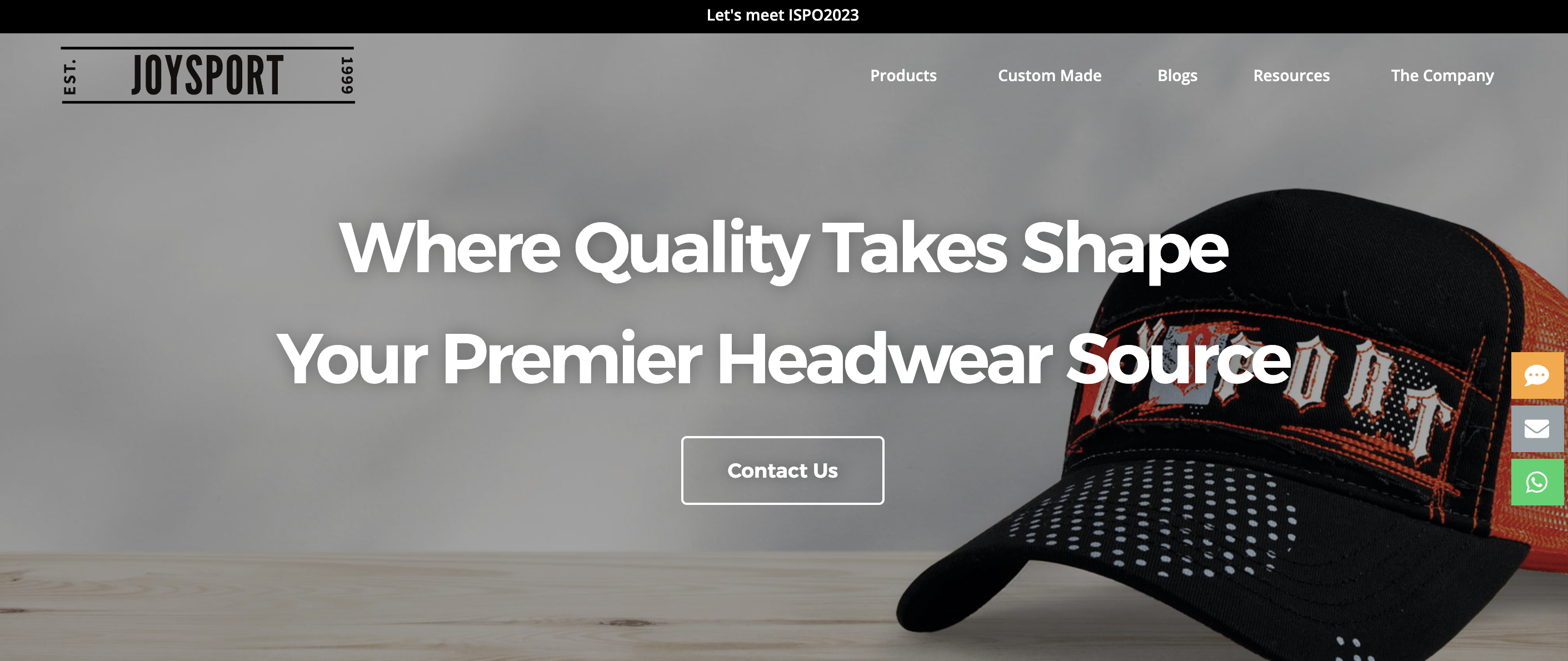Website of Joyport headwear company